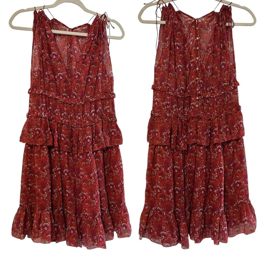 Ulla Johnson Noelle Silk Dress in Ruby - Picture 4 of 10